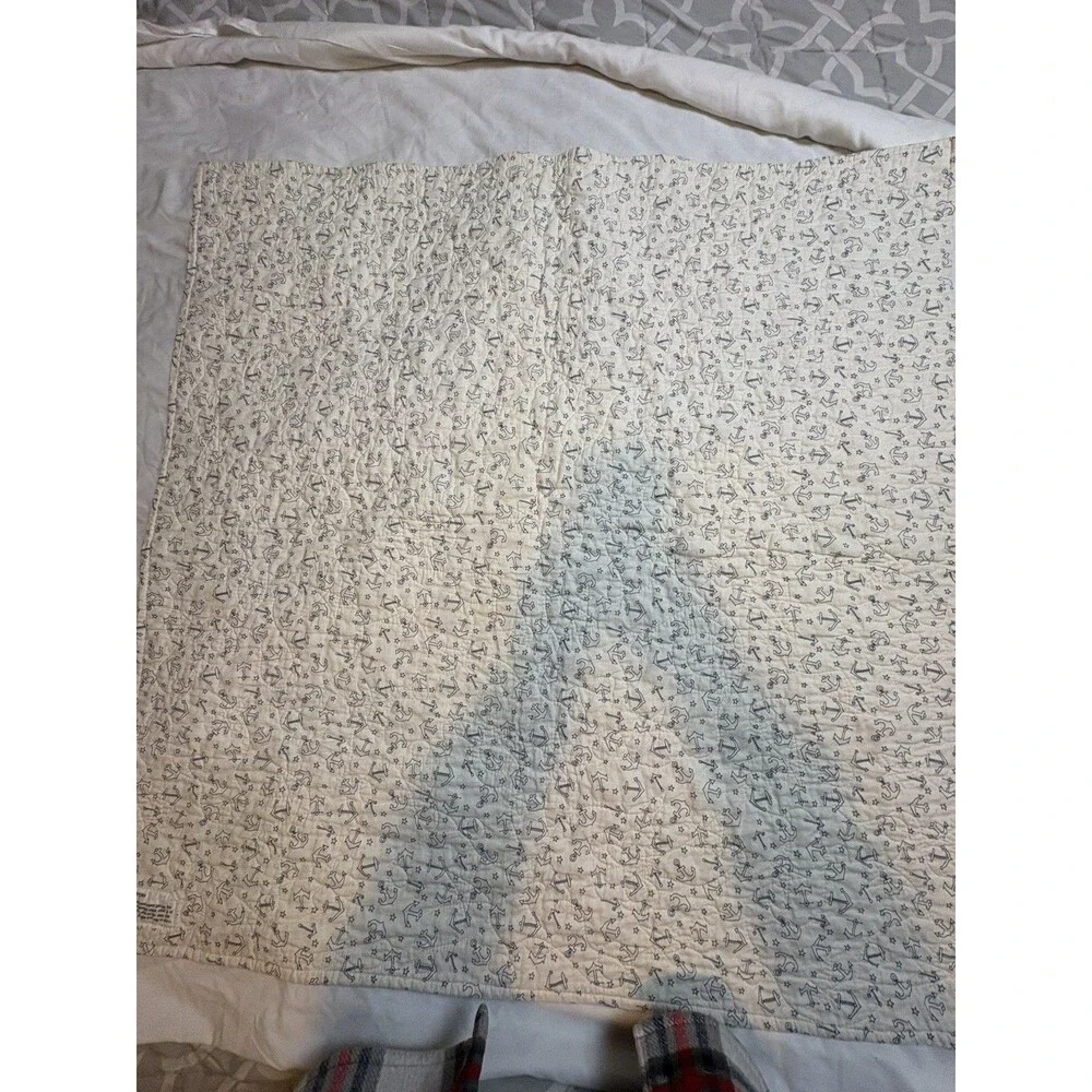 Patchwork Baby Quilt Anchors On Back Proverbs Scripture On Back See Pics 38”x38”
